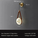 Axyaa Nordic Glass Wall Lamp, Copper Leather Bedroom Pendant