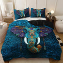 Axyaa Ethnic Tribal Elephant Print Quilt Cover Set for Home and Dorm All Seasons