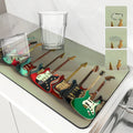 Axyaa Vintage Guitar Coffee Cup Drying Mat - Non-Slip Absorbent Diatoms Kitchen Counter Drain Mats