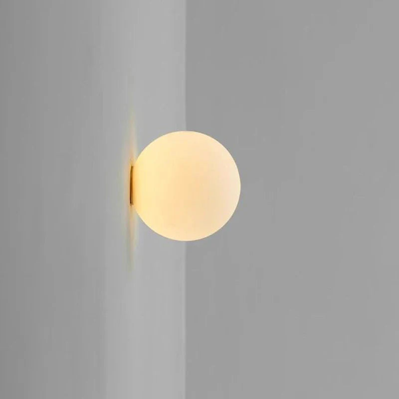 Milky White Glass Ball Lamp by Axyaa - Modern Wall Light for Bedroom and Living Room