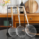 Axyaa Stainless Steel Slotted Colander Spoon with Wood Handle - Kitchen Strainer Filter Scoop