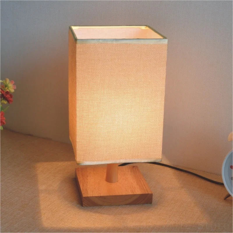 Axya Wooden LED Table Lamp Fabric Lampshade Simple Lighting Home Decor