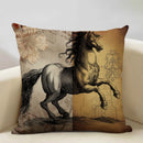 Axyaa Tropical Style Running Horses Pillowcase Home Decor Square Linen Animal Pillow Case