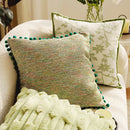 Axyaa Green Canvas Pillowcase 45X45: Luxury French Design for Living Room Sofa Decor