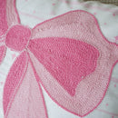 Axyaa Pink Bow Embroidery Flannel Pillowcase - Soft Polyester Sofa Cushion Cover