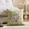 Embroidered Floral Rabbit Pillow Cover Axyaa 18x18inch White Pink Green