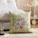 Embroidered Floral Rabbit Pillow Cover Axyaa 18x18inch White Pink Green
