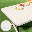 Axyaa Elastic Fitted Vinyl Tablecloth for Outdoor Dining & Picnics