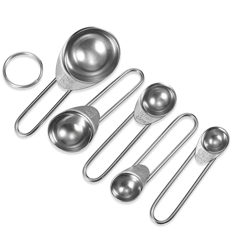 Axyaa Stainless Steel Measuring Spoons Set Kitchen Scoops