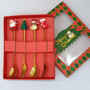Axyaa Stainless Steel Christmas Tree Elk Head Spoon Fork Set