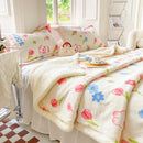 Axyaa Cartoon Print Dual Use Blanket in Milk Velvet & Cashmere for Winter and Spring