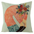 Axyaa Kawaii Flower Linen Pillow Case 45x45 cm Cute Animal Cushion Cover