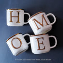 Axyaa Light Luxury Nordic Bone Couple Cup - Gold Relief Ceramic Mug