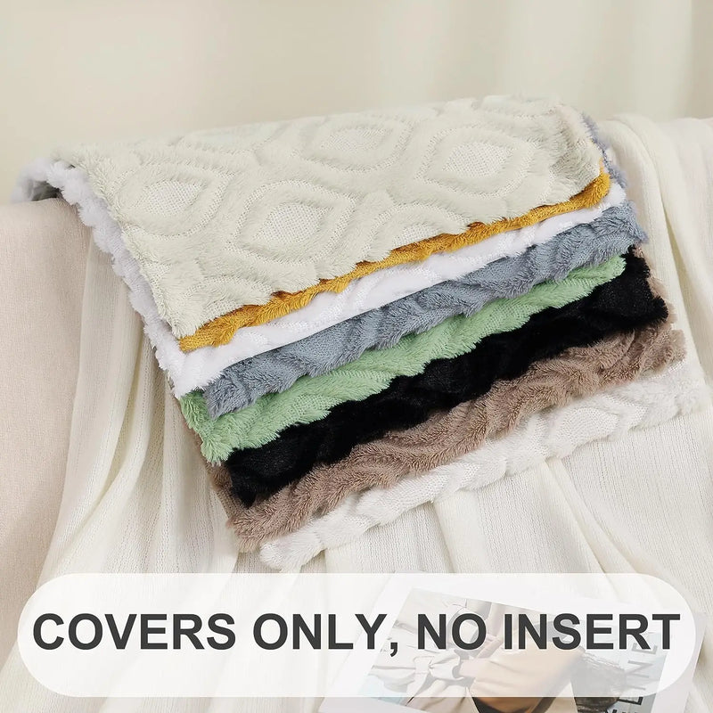 Axyaa Beige Plush Pillow Cover 45x45cm for Bed Living Room Decor