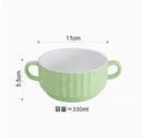 Axyaa Ceramic Double Ear Roast Bowl - Cute and Creative Soup Cup, Breakfast and Dessert Bowl