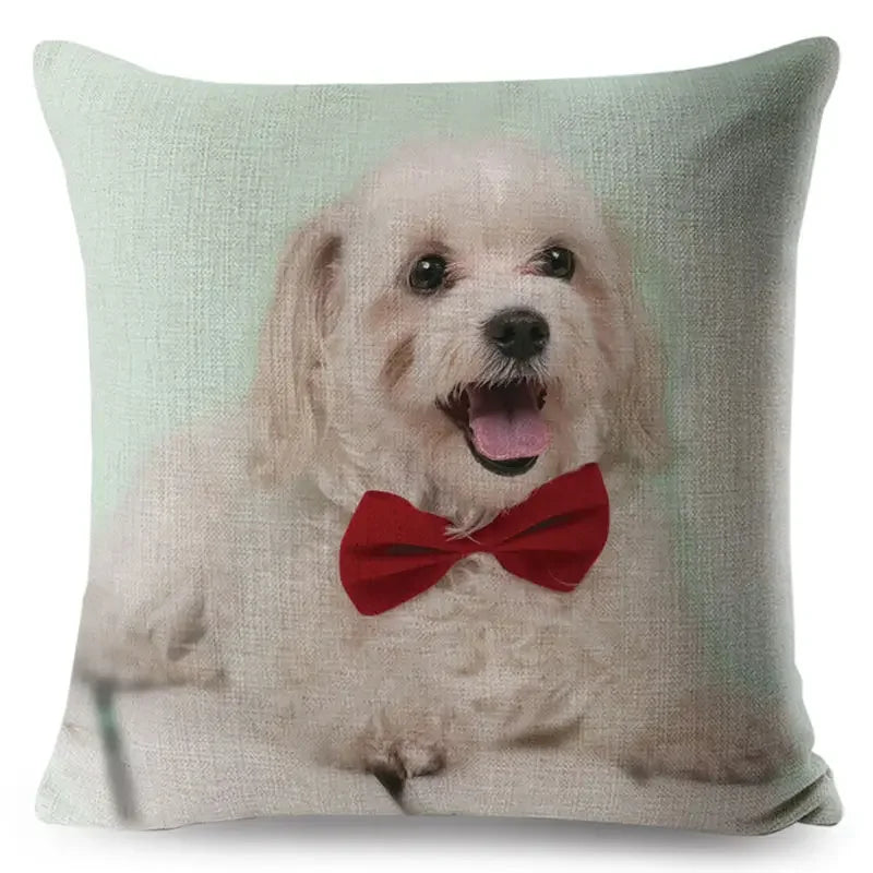 Maltese Dog Pillow Cover by Axyaa - Decorative Cushion Case for Home and Car