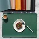 Axyaa Green Leather Placemats Set for Dining Table - Reversible & Wipeable