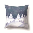 Axyaa Winter Snow Scene Print Pillow Cover for Home Decor 45X45CM