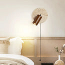 Round Stone Reading Light Rotatable Spot Lights Walnut Log Wood Color
