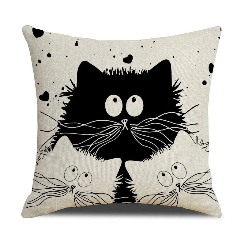 Axyaa Cat Print Cushion Cover for Stylish Home Decor and Comfort