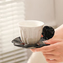 Axyaa Ceramic Shell Mug with Saucer: Abstract Art Tea Coffee Cup, 280ml