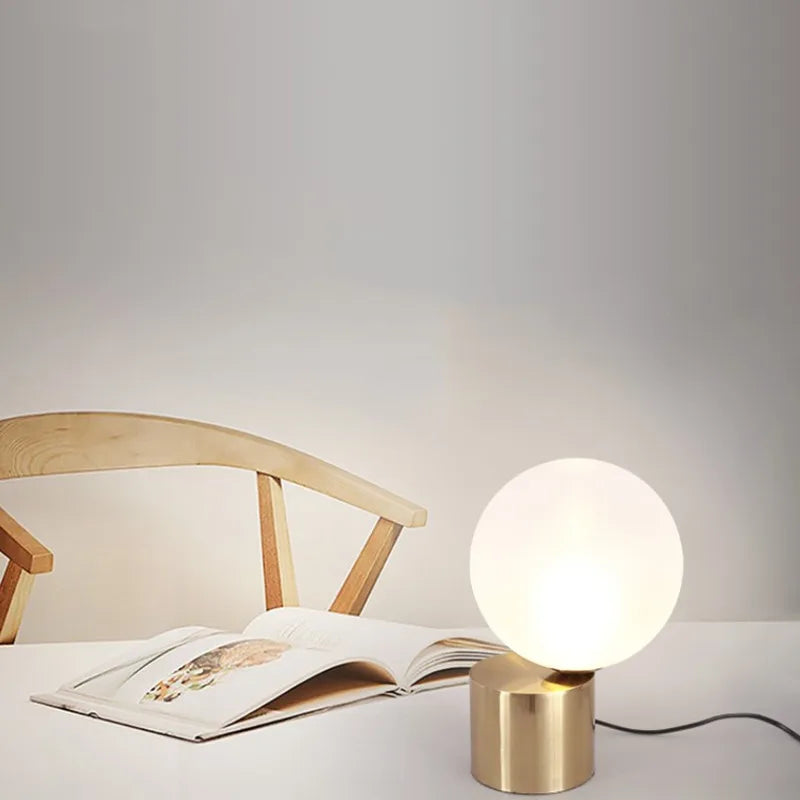 Axyaa Circular Glass Table Lamp - Nordic Modern Decorative Bedside Desk Light