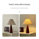 Axyaa Wood Table Lamp with Silk Lampshade for Bedroom Home Decor