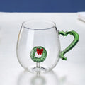 Axyaa 3D Christmas Glass Mug Cup with Heart Handle, 10oz, Water Coffee, Creative Gift