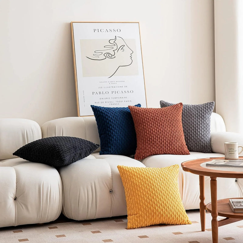 Axyaa 18x18 Corduroy Throw Pillows for Sofa, Bed & Living Room