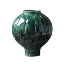 Axyaa Green Ceramic Spherical Vase: Geometric Floral Arrangement Decor
