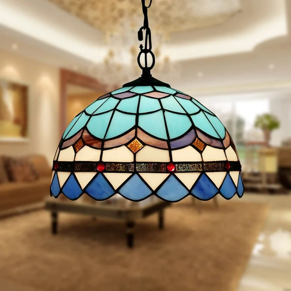 Axyaa Stained Glass Chandelier: Retro Tiffany Style for Living Room Lighting