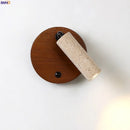 Axyaa Vintage LED Wall Lamps Yellow Travertine Wood Interior Lighting