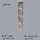 Axyaa Luxury All Copper Chandelier LED Glass Pendant Light