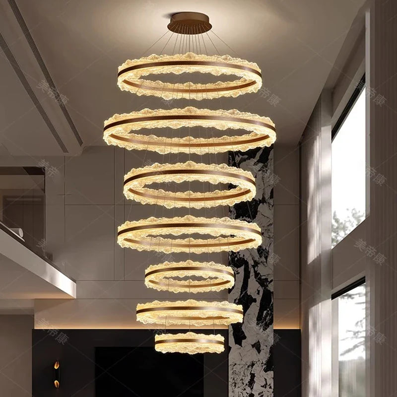 Axyaa Staircase Chandeliers: Modern LED Pendant Lamps for Living Room Lighting