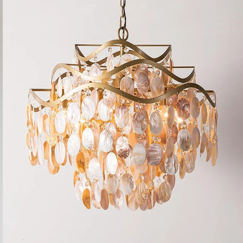 Axyaa Crystal Chandelier Ceiling Pendant for French Living Room & Bedroom