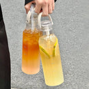 Axyaa Glass Tumbler with Handle and Straw, Heat-resistant Juice/Water Bottle, Scale Design
