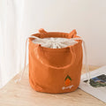 Axyaa Cute Drawstring Fruit Embroidery Lunch Bag for Kids, Thermal Insulated Tote