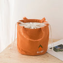 Axyaa Cute Drawstring Fruit Embroidery Lunch Bag for Kids, Thermal Insulated Tote