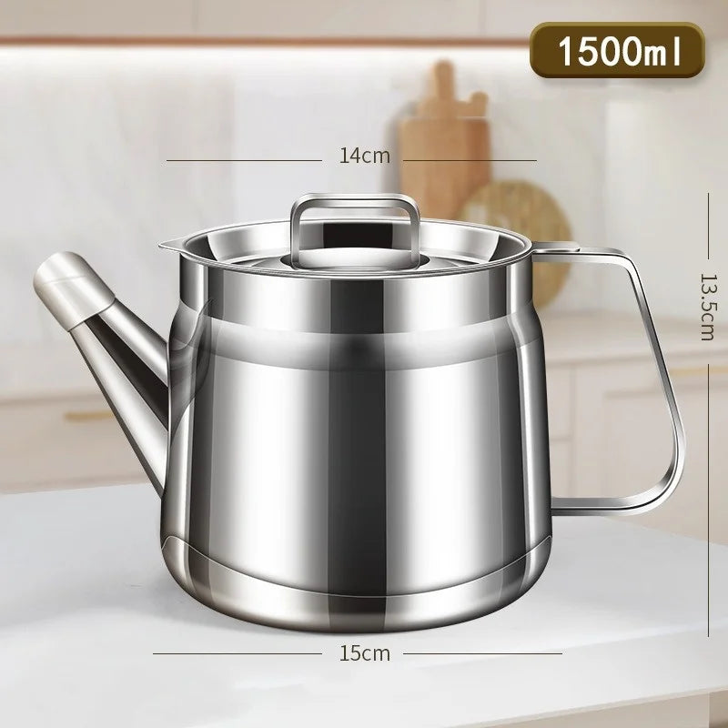 Axyaa Stainless Steel Oil Filter Pot with Fine Mesh Strainer & Fry Basket