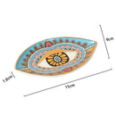 Axyaa Devil Eye Prints Ceramic Jewelry Storage Tray Oval Porch Decor Ornaments