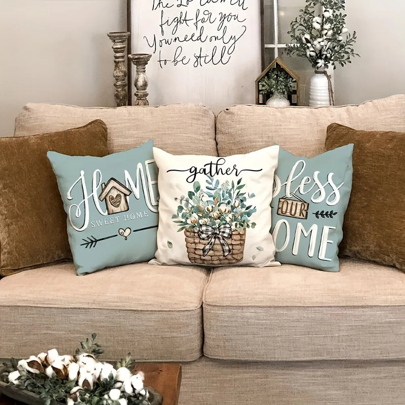 Soft and Comfortable Sweet Home Pattern Design Cushion Cover for Sofa and Chair by Axyaa