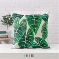 Axyaa Green Cactus Linen Pillow Cover 45x45cm for Home Decor sofa, Bedside, Office