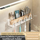 Axyaa Toothbrush Rack & Mug Holder with Toothpaste Squeezer - Wall Mounted Storage