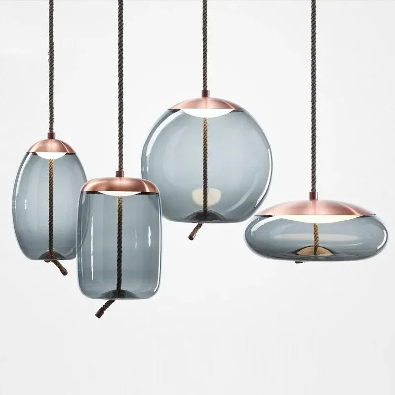 Axyaa Scandinavian Knot Pendant Glass Chandelier, Luminaire Suspendu