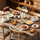 Axyaa 32 Piece Relief White Stoneware Dinnerware Set with Plates and Bowls