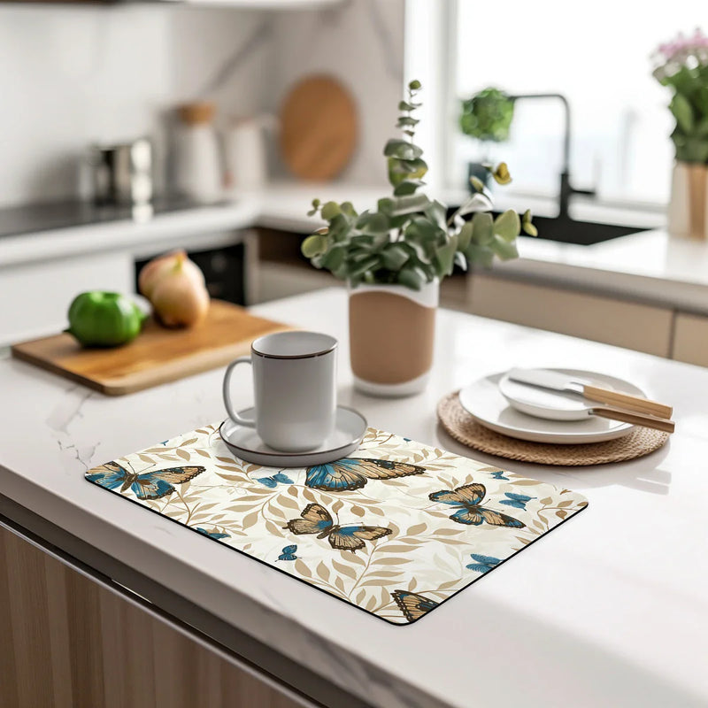 Axyaa Watercolor Plants Drain Pads - Absorbent Tableware Mat