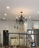 Axyaa Black Iron Crystal Chandelier for Living Room & Bedroom