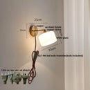 Axyaa LED Wall Sconce with Pull Chain Switch White Glass Stair Light