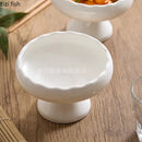 Axyaa White Ceramic High Legged Bowl for Snacks, Desserts, Puddings