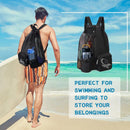 Axyaa Multi-Pocket Mesh Drawstring Swim Gym Beach Backpack.